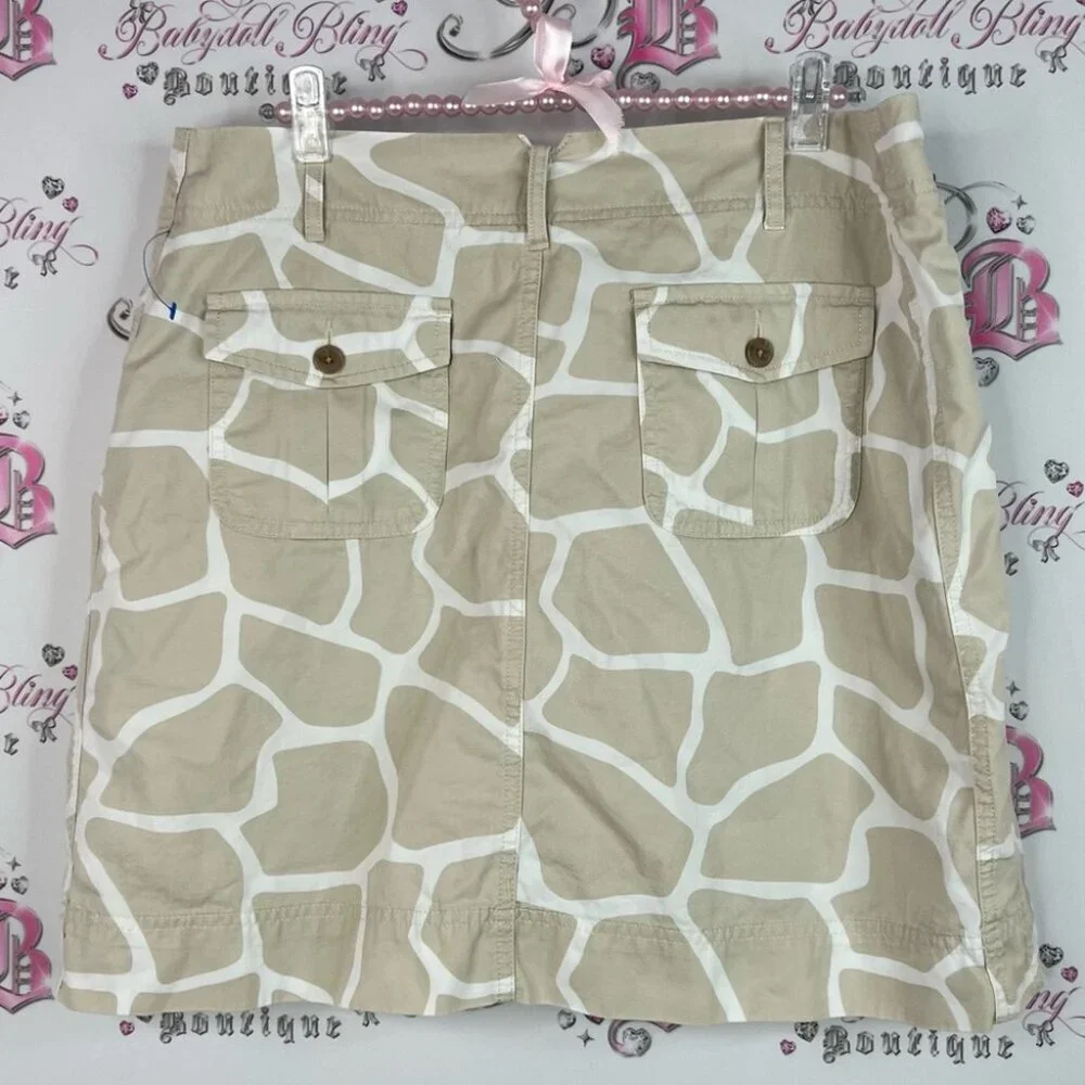 Lands' End skort skirt giraffe print animal Beige and White Patterned Skirt